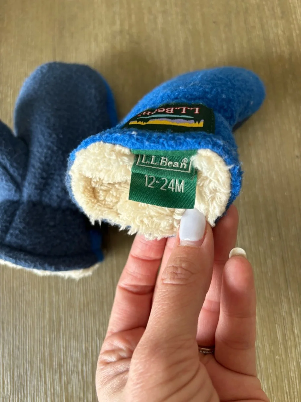 L.L. Bean Bright Blue Kids Fleece Hat & Mittens